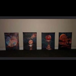 ALL 4 12in x16in HANDMADE SUNSET PAINTINGS